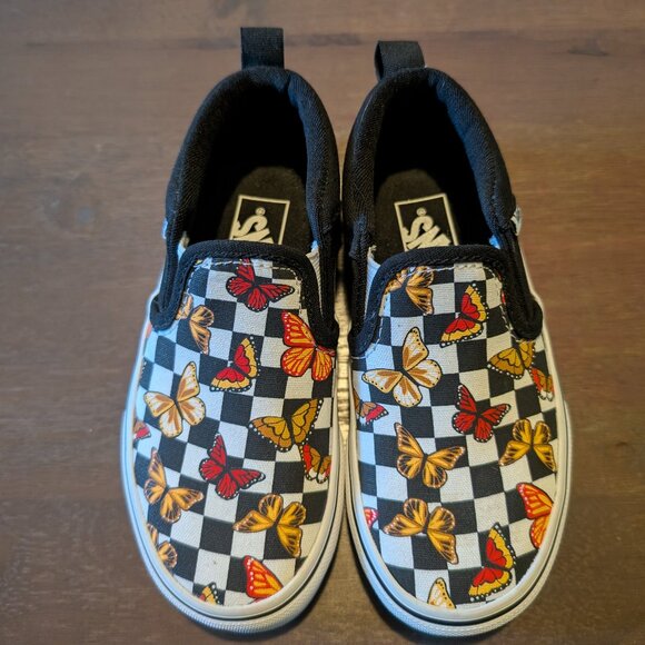 Vans Other - Vans Asher Butterfly Checkerboard Slip-On Shoes, Size 11 MISSY